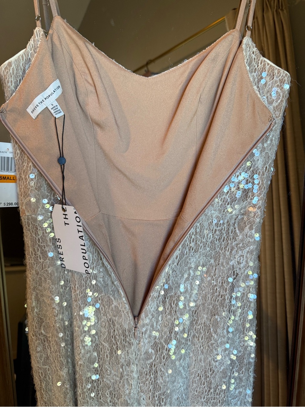 Dress the Population Champagne Lace Midi Dress - Picture 3 of 5